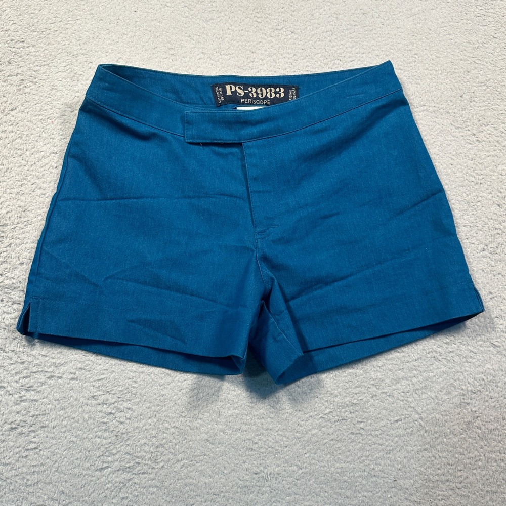 Periscope PS-3983 Shorts Women 4 Teal Blue Vintage 90s Made in USA Retro Indie